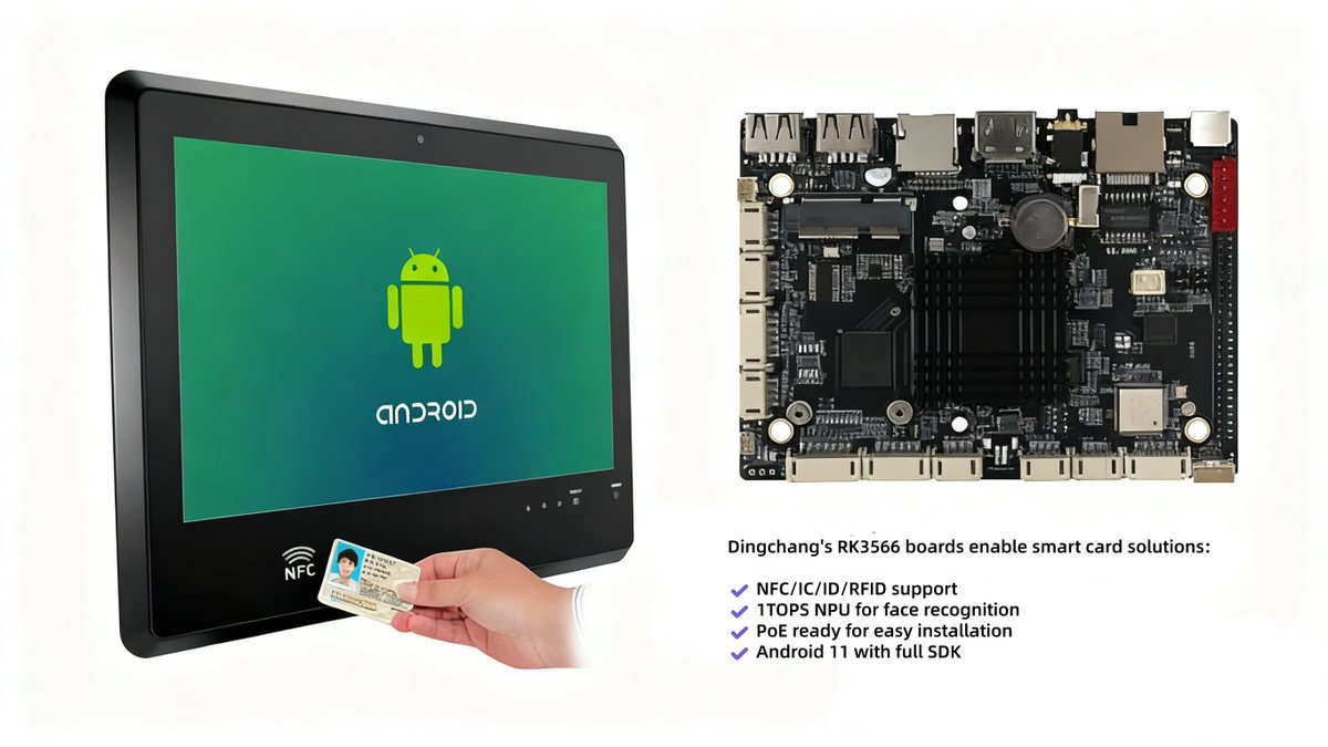 IrisWu87856's tweet image. 🚀 Android Boards with NFC/RFID for Self-Service Kiosks!
✔ NFC/IC/ID/RFID support
✔ 1TOPS NPU for face recognition
✔ PoE ready for easy installation
✔ Android 11 with full SDK
#SmartKiosk #EmbeddedAI #Android #RFID #AccessControl #EmbeddedSystems #IoT