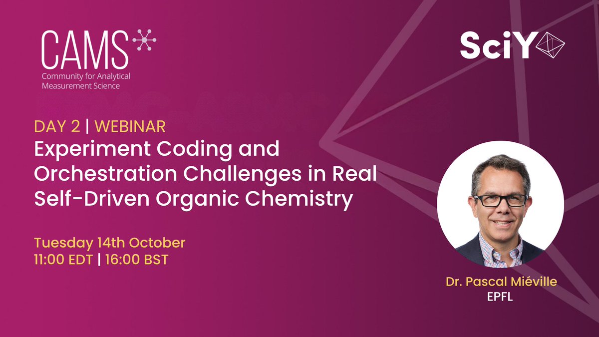 SciYSoftware's tweet image. ⏰ Don’t miss today’s double session at #CAMS #FutureLab: Chemistry in the Digital Age!
Day 2 brings 2 webinars exploring how digital tools are transforming research, orchestration, and automation in modern laboratories 👇
🔗 Register now: goto.bruker.com/47cnGJd