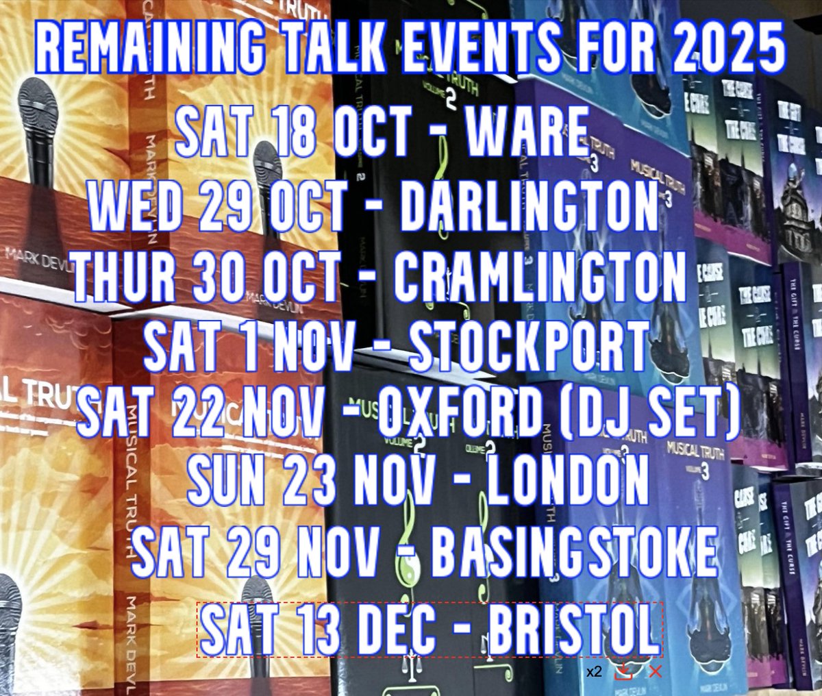 Full details of all at djmarkdevlin.com/events/