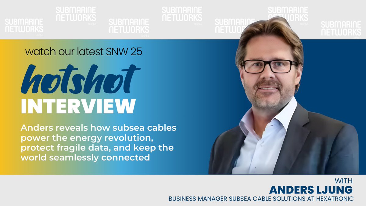 Watch Anders Ljung, Business Manager at Hexatronic’s Subsea Cable Solutions, in this exclusive SNW 2025 HOTShot interview as he explores the hidden lifelines of our digital world - subsea cables.

Watch interview: youtu.be/OlHW-_Q2ZKM

#SubmarineNetworksWorld #SNW #Subsea