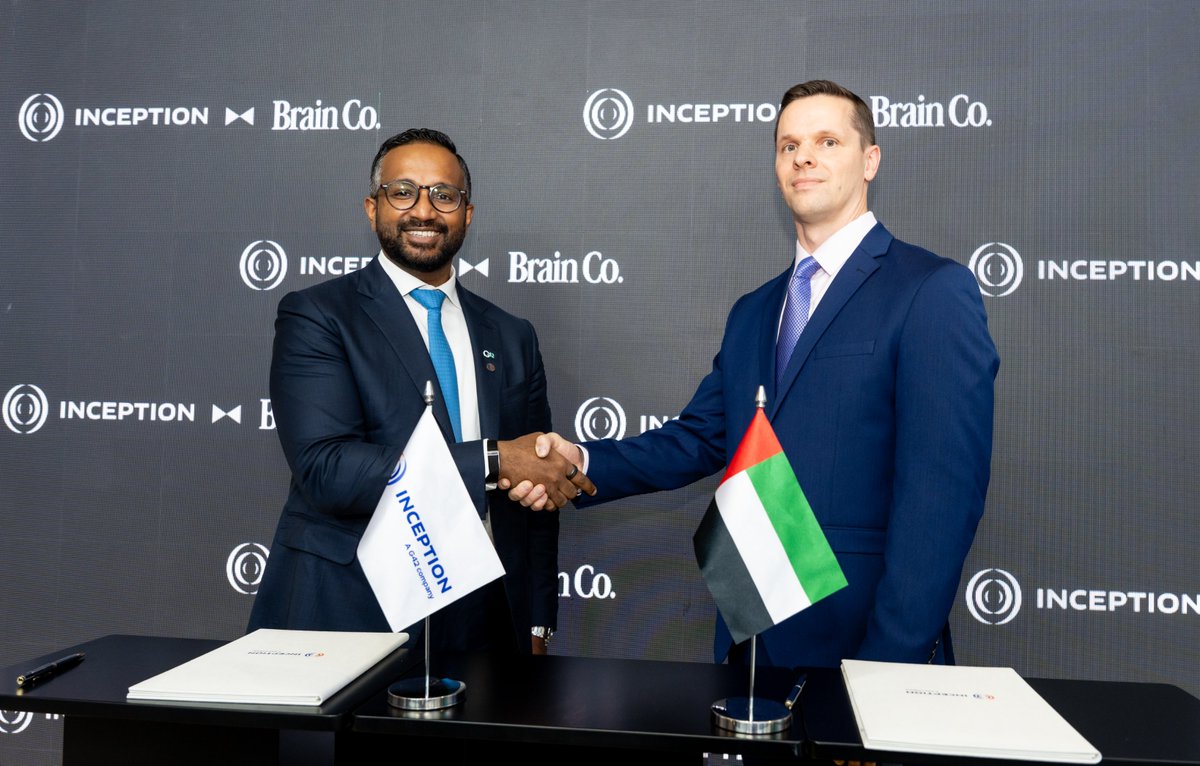 Inception_ai_'s tweet image. Inception marked a milestone moment today at #GITEXGlobal2025 as we announced a new partnership with @BrainCo_AI to co-develop scalable AI enterprise applications tailored to the needs of sectors.
#Inception #G42 #BrainCo_AI #GITEXGLOBAL2025  #EnterpriseAI #Innovation