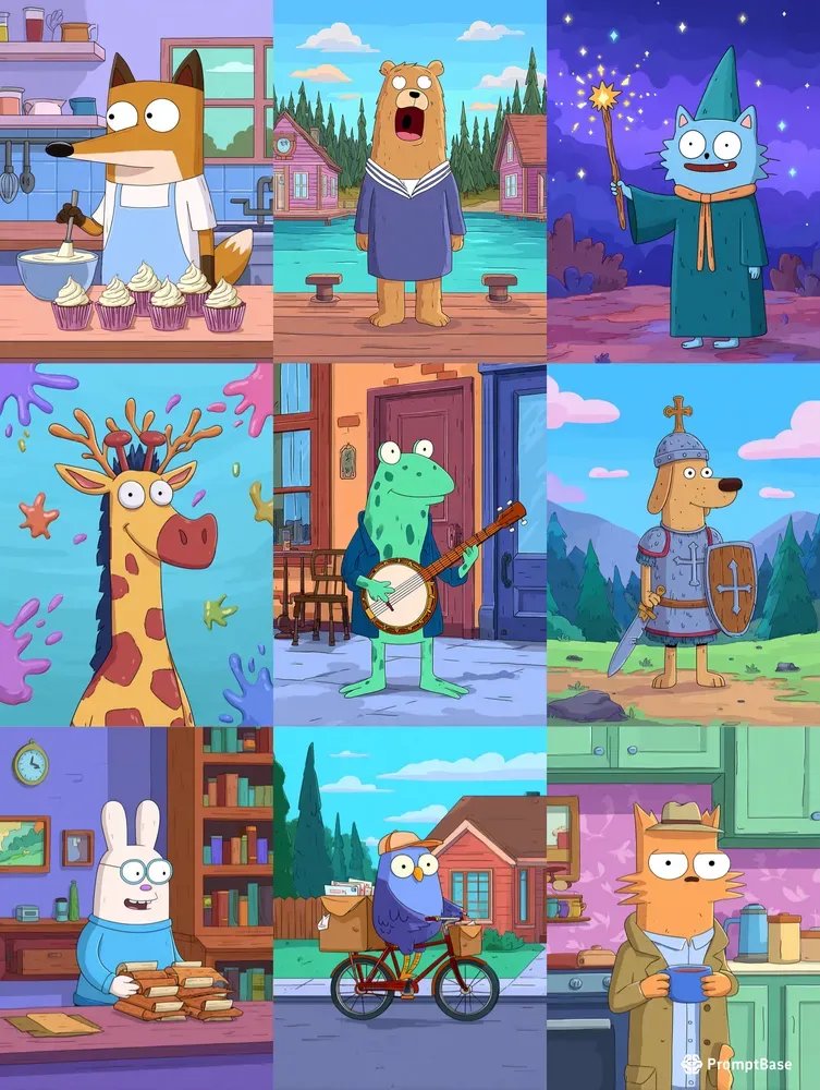 promptbase's tweet image. Cartoon Animal Tales Junk Journals by nowrich using Midjourney 📚🦊