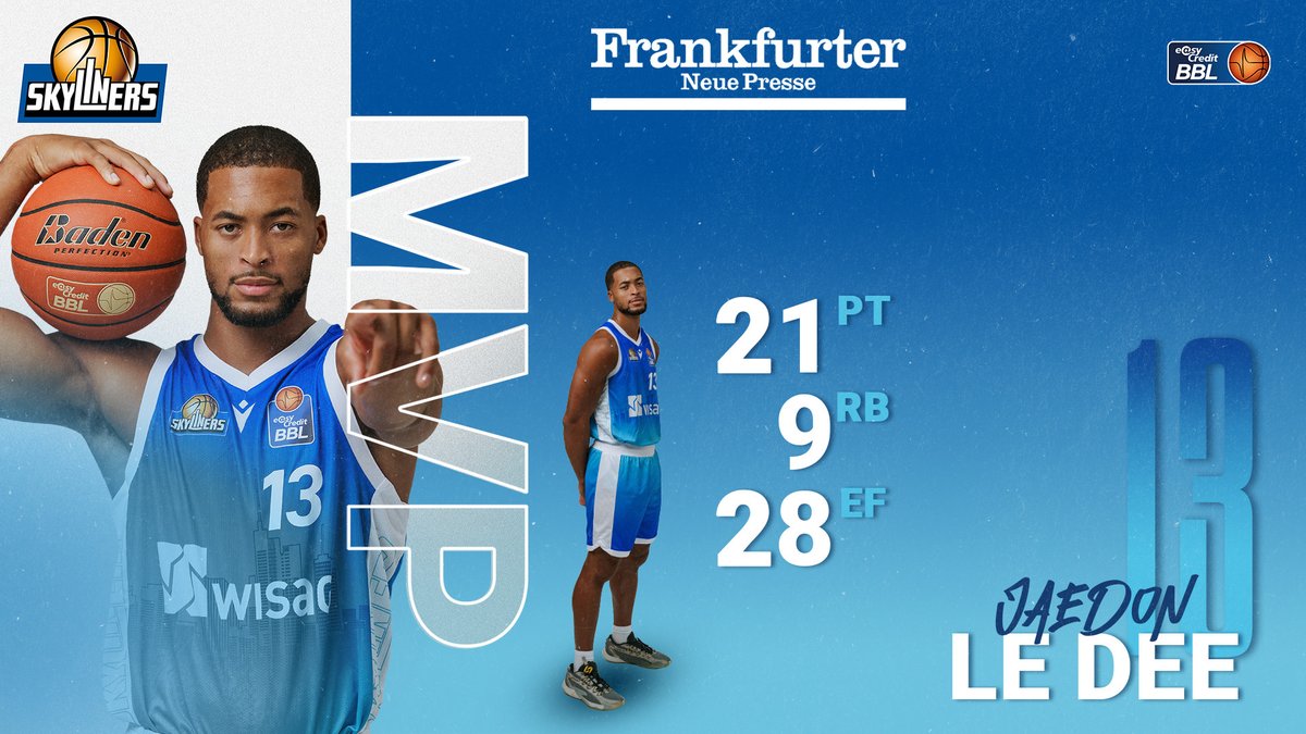 Dein MVP des Spiels - präsentiert von der Frankfurter Neuen Presse frankfurt-skyliners.de/news-service/d… #skyliners #frankfurt #easycreditbbl