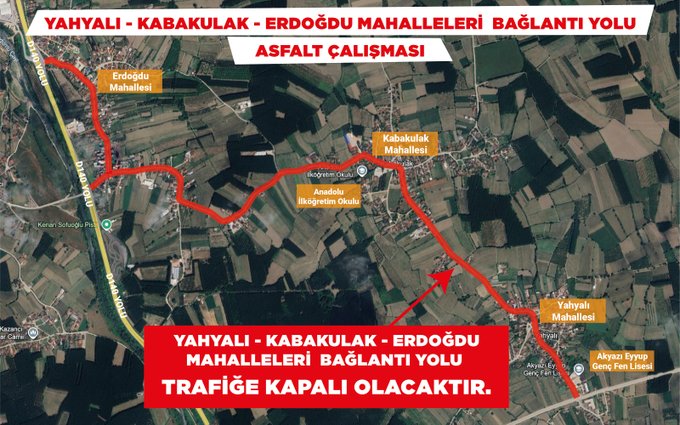 Asfalt Çalışması Nedeniyle Yol Trafiğe Kapalı Olacaktır