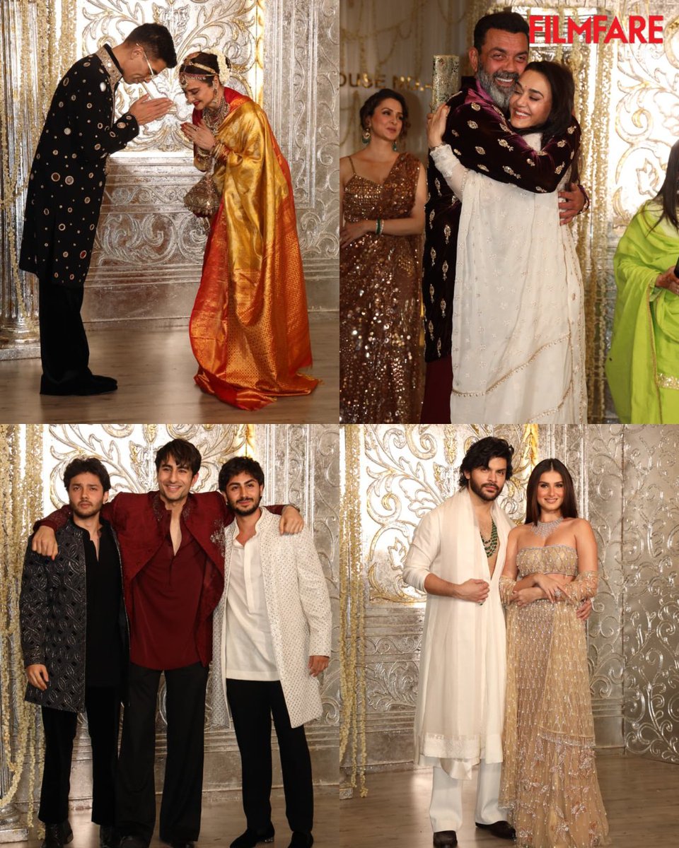 filmfare's tweet photo. Reunions, laughter and glamour! ❤️

Here are some adorable moments from #ManishMalhotra's star-studded Diwali bash. 🤩

#Celebs #FilmfareLens https://t.co/hzUOqFjiGV