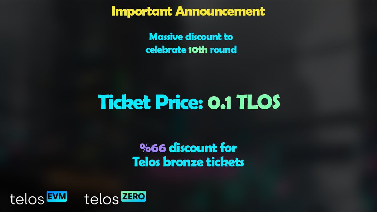 🎉 Round 10 Celebration!
To mark the 10th AnyPot round, we’re giving a massive 66% discount on all tickets!
🎟️ Ticket price is now just 0.1 TLOS — only for this round!
👉 app.anypot.io

#lottery #nft #Telos #web3 #crypto #airdrops