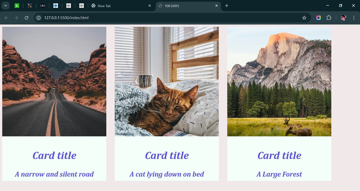abolaji_web's tweet image. Day 8–10: Box Model and Positioning
Understand the box model: margin, padding, border, content.
Experiment with position: static, relative, absolute, fixed.
Practice: Create a centered card layout with text and an image.
#100daysofcoding #buildinpublic #programming