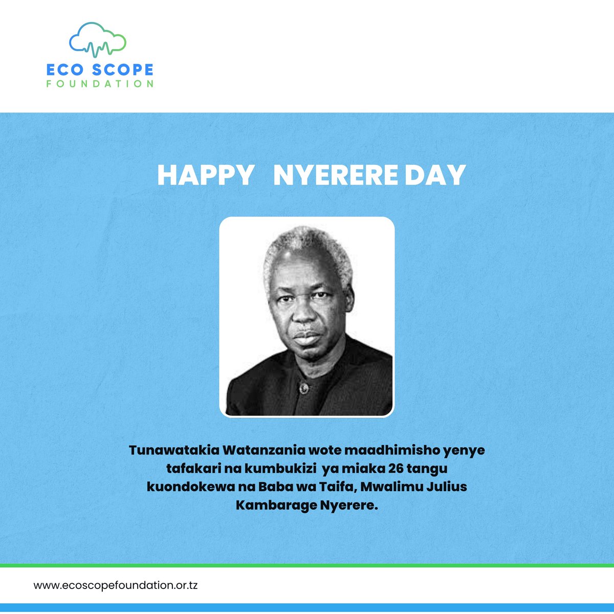 Tunawatakia Watanzania wote maadhimisho mema yenye tafakari na kumbukizi ya miaka 26 tangu kuondokewa na Baba wa Taifa, Mwalimu Julius Kambarage Nyerere,  kiongozi mashuhuri aliyejenga misingi ya umoja, amani na utu nchini kwetu.

 #NyerereDay #AccessToOpportunity