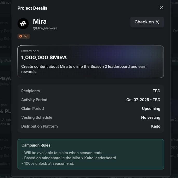 Hey buddies Good Afternoon!

I’m back and super excited because <a href="/miranetwork/"></a> Season 2 is finally live. The <a href="/KaitoAI/">Kaito AI 🌊</a> Campaign is full of surprises new challenges, cool rewards, and fun ways to level up your game. I’ve been trying it out, and honestly, it’s way more exciting than