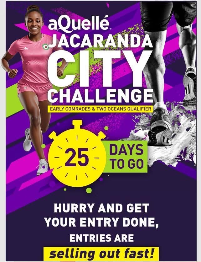 farananiac1's tweet photo. 25 days to go 🕺🏼🕺🏼🕺🏼

aQuellé Jacaranda City Challenge 
8 November 2025 
Are you ready!🌳✨

👉 Don’t wait – enter now

https://t.co/AroKGsM0lc

Website: https://t.co/l2HCxeZs7y

#sportsvendo #FarananiAC #roadrunning #aQuellé https://t.co/nBprJvNgxS