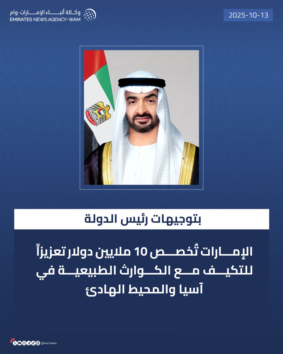 sonia_0707_'s tweet image. The UAE has announced a US$10 million contribution to strengthen community resilience against natural disasters across Asia and Pacific.
This is an incredible feat, considering the number of people affected by natural disasters per day.
#UAE #naturaldisasters #ClimateCrisis