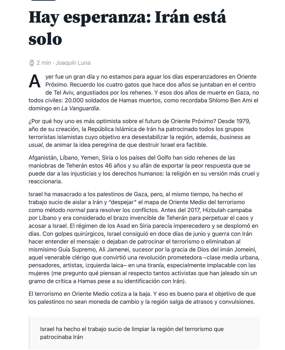 Juan Torras ن (@juantorrasg) on Twitter photo El artículo de hoy de Joaquín Luna en <a href="/LaVanguardia/">La Vanguardia</a> sintetiza muy bien la problemática en Oriente Próximo con Iran-chiita fuente de conflictos y terrorismo en la región. El artículo de hoy de Joaquín Luna en <a href="/LaVanguardia/">La Vanguardia</a> sintetiza muy bien la problemática en Oriente Próximo con Iran-chiita fuente de conflictos y terrorismo en la región.