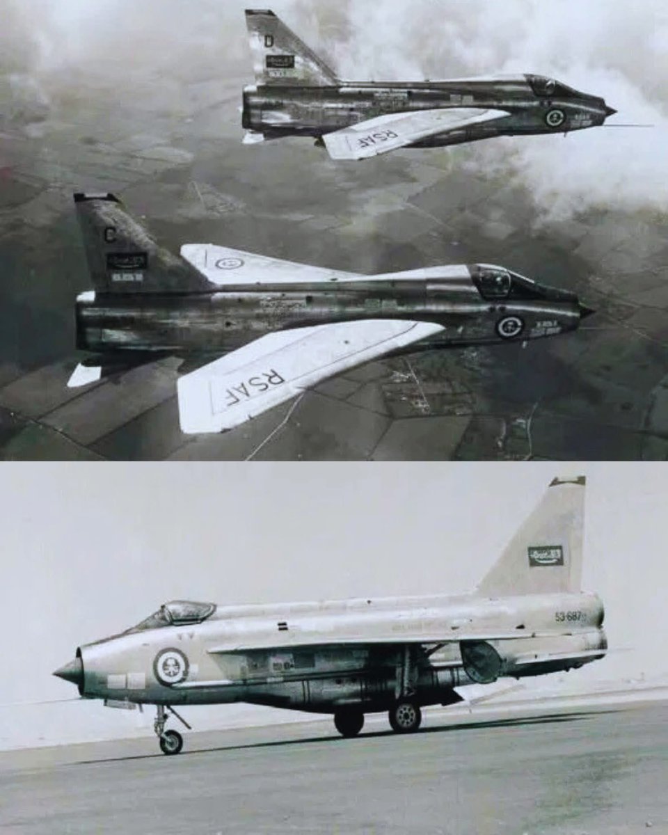 CcibChris's tweet image. Royal Saudi Air Force (RSAF) acquired total of 34 Lightnings including single-seat F.53 fighter variants and two-seat T.55 trainers. Delivered 1966-1968, they were used to protect Saudi airspace and train pilots in high-speed interception during period of growing regional tension