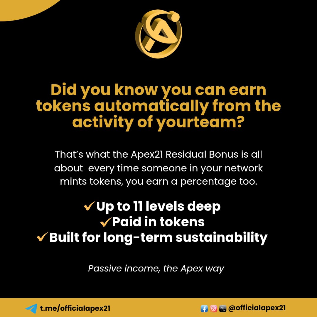 officialapex21's tweet photo. Introducing Passive income, the Apex way 💎
#Apex21 #CryptoIncome #ResidualBonus #ApexCryptoHub #cryptocurrency #blockchain #Networking https://t.co/VdgInIqkhz
