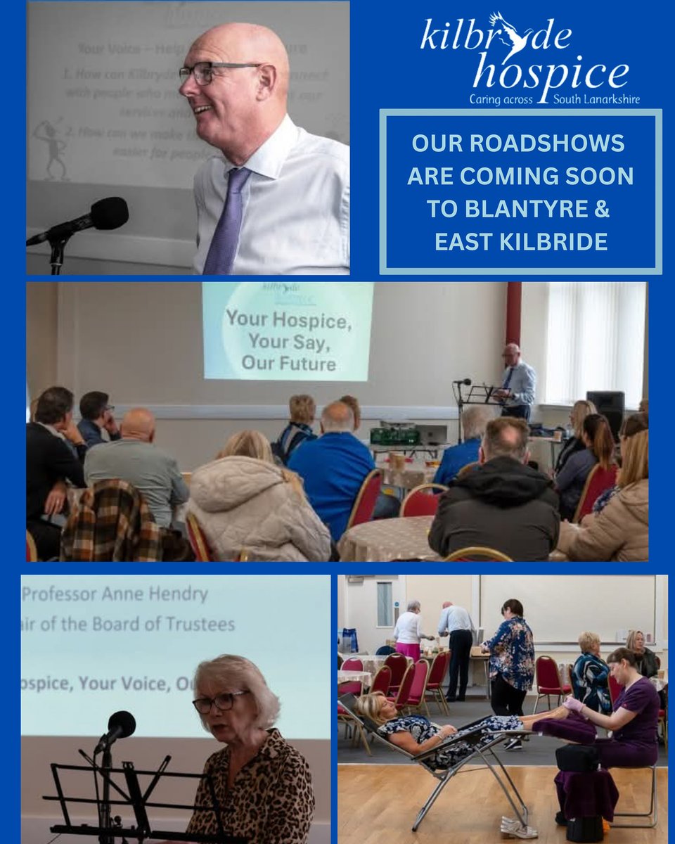 This is an open invitation to join us!  Blantyre Miners Welfare (Calder Street, Blantyre, G72 0AU)Wednesday 22nd October  

Calderwood Baptist Church (Maxwelton Road, East Kilbride, G74 3LW)Wednesday 29th October  12.30–2pm (with refreshments from 12 noon)