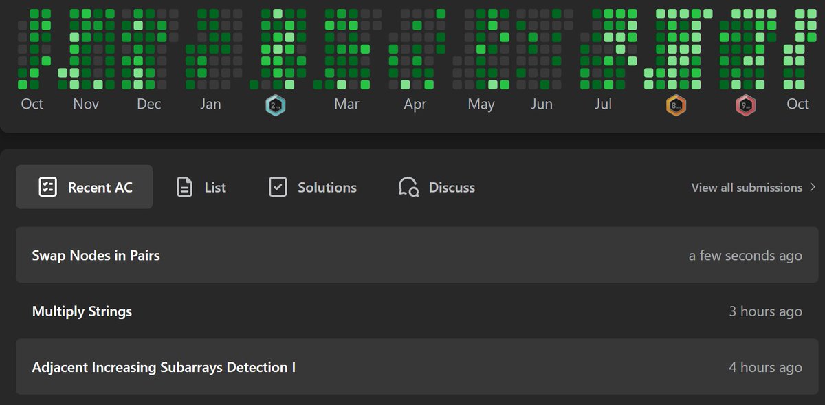 SwaDotDev's tweet image. DSA grind 14-10-2025
-> Solved POTD
-> Solved 2 string problems
- 43 (medium)
- string rotations (gfg)
-> Revised Graph traversals
Today's DSA grind wasn't much productive, was feeling low :(
Will continue the grind for Dev part.
#leetcode #dsa #100daysofcode