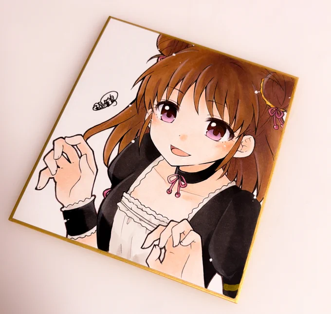 ご依頼色紙もう一枚です 無事届いてよかった デレマスの棟方愛海ちゃんを描かせていただきました 今回もご依頼いただきありがとうございました!