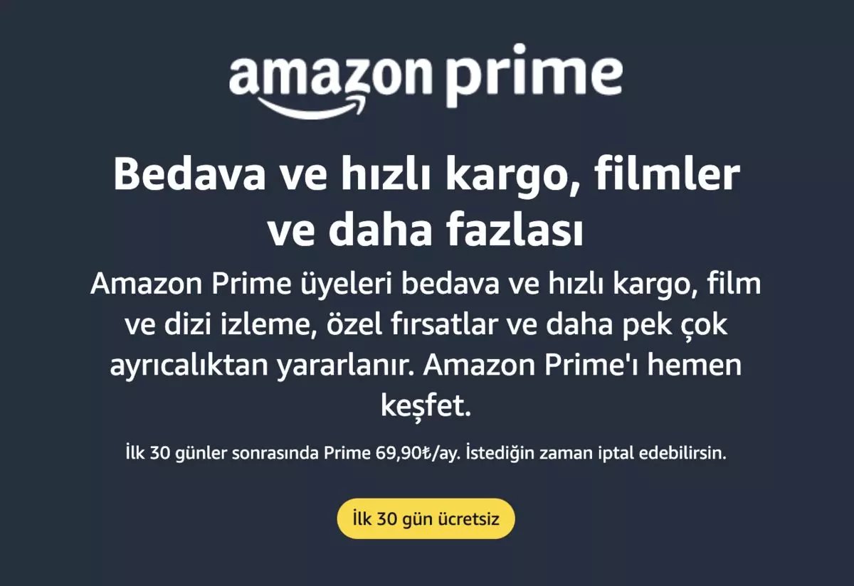 Amozon Prime %40 zamlandı 49,90'dan 69,90'a yükseldi.

Bu ay Spotify Netflix Google derken zam ayı ilan ediyoruz