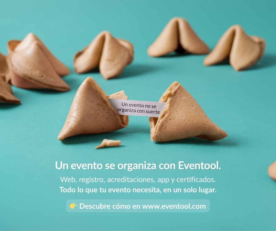 Un evento no se organiza con suerte.
Se organiza con Eventool. 💡

Web, registro, acreditaciones, app y certificados:
todas las soluciones en una sola herramienta.

Tecnología con nombre y apellidos.
👉 eventool.com

#eventtech #eventos #eventool