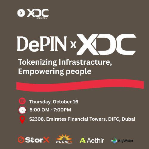 XDCInnovLabs's tweet image. ⚡️ DePIN x XDC: Tokenizing Infrastructure, Empowering People ⚡️
Join us at our #GITEX side event as we explore how decentralized physical infrastructure networks (DePIN) are transforming global industries — powered by the #XDCNetwork.
📅 October 16, 2025
🕔 5:00 – 7:00 PM
📍…