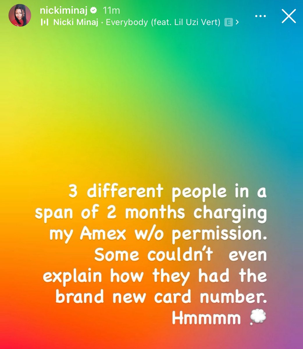 femalerapgamee's tweet image. nicki minaj is just now finding out about her amex but hey, cardi BEEEEEN clocked that tea lol ๐ญ
