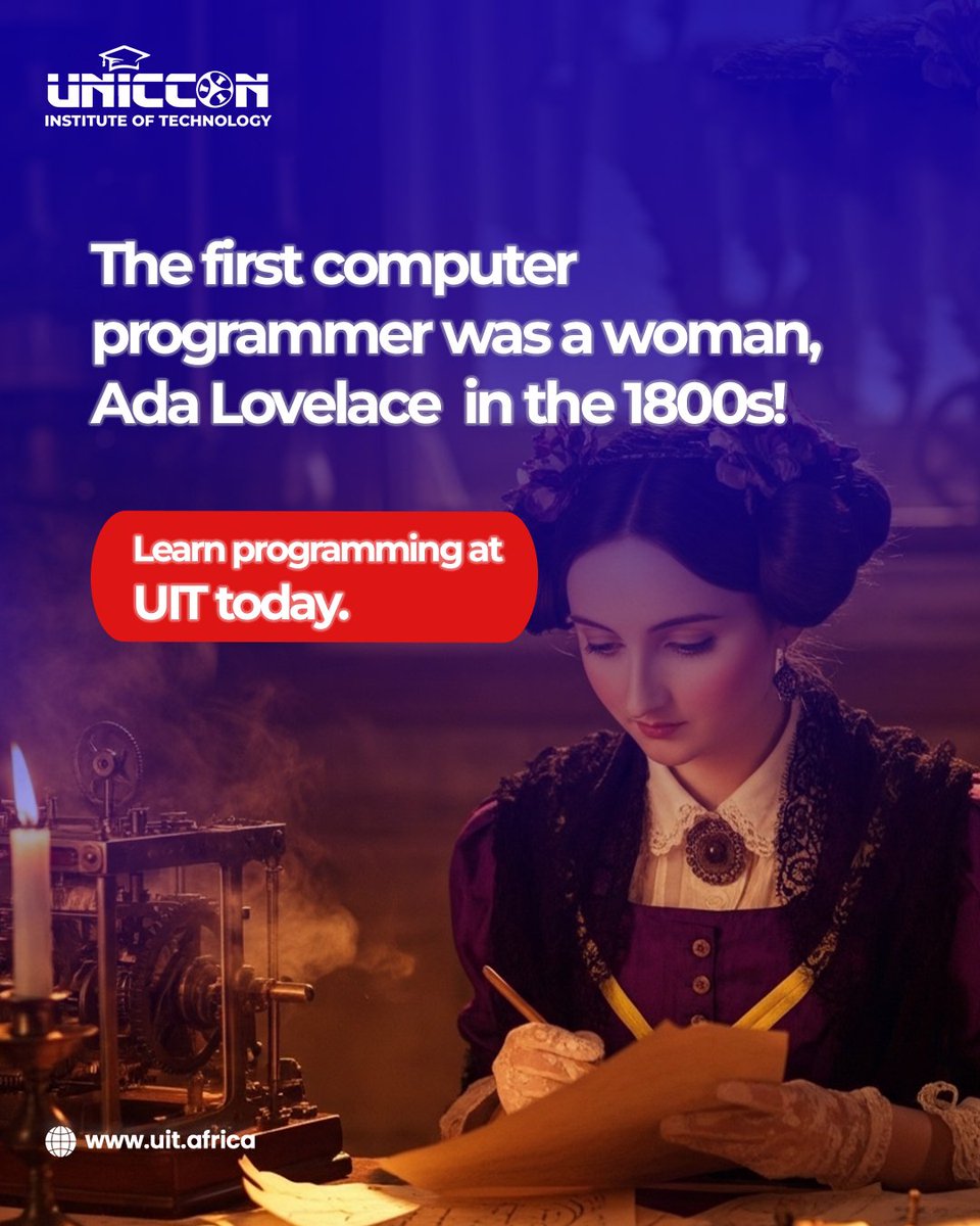 UITAfrica's tweet image. Who says tech is just for men?
Women have been breaking barriers in tech since the 1800s, and you can too!
Start your coding journey today and become part of the next generation of innovators.
Learn programming at UIT.
#uitafrica #techskills #ProgrammingLanguage