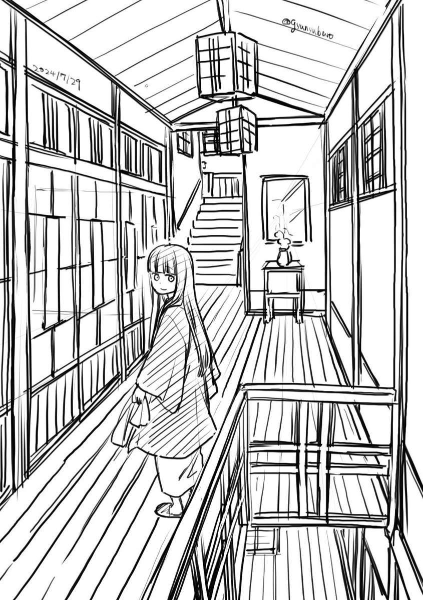 増改築繰り返した大規模木造旅館に泊まって探検したいという話
璋子が色んなところ行ってる絵は定期的に描きたくなります