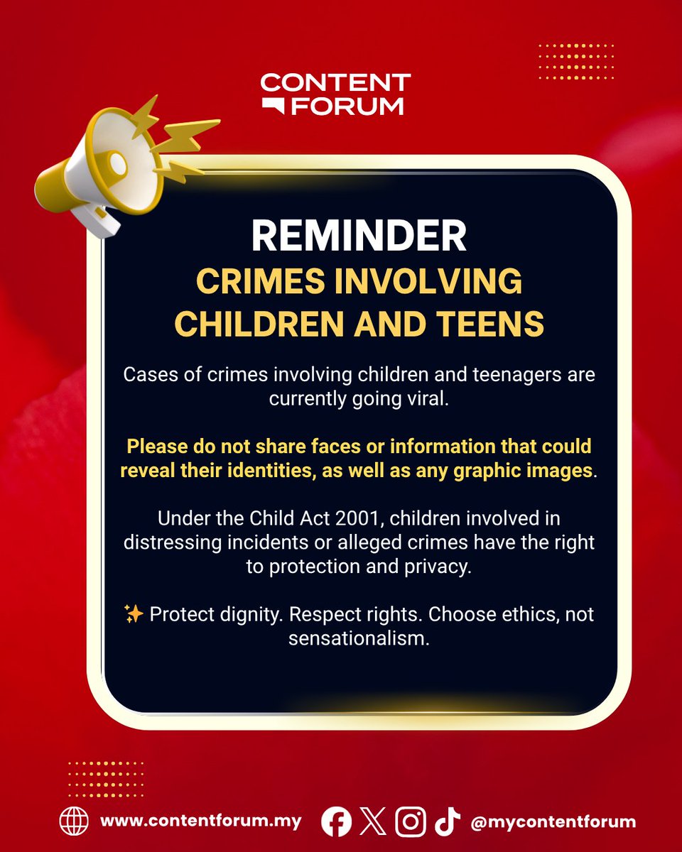 📢 STOP SHARING GRAPHIC PHOTOS

We are seeing a disturbing number of graphic photos, videos and details relating to recent crimes involving children and teens.

Please don't even share identifiable details of them either 🙏