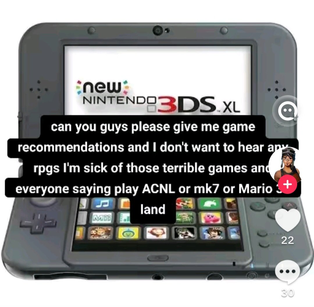 kitsuneredFES's tweet photo. Owning a 3DS and hating RPGs this much is like being given the most delicious, masterfully prepared 5 star meal for totally free, and then throwing it away for some McDonald's https://t.co/UTotbFZvt4