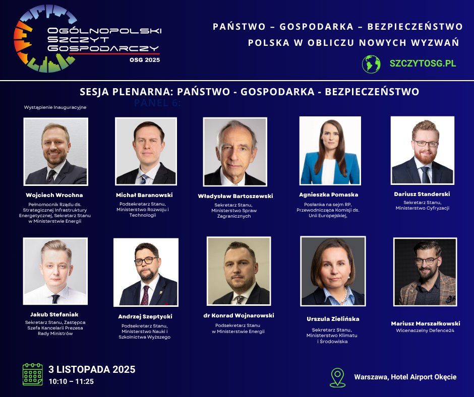 „Państwo – Gospodarka – Bezpieczeństwo. Rok 2026: Polska w obliczu nowych wyzwań”. #OSG2025, Warszawa 3-4 listopada br. Dołącz do grona uczestników!