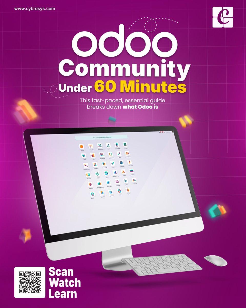 Cybrosys's tweet image. Master the entire Odoo Community ERP in under 60 minutes! 
This fast-paced, essential guide breaks down everything you need to know to run your business with Odoo&apos;s powerful, open-source features. Stop searching, start doing!
Scan the code below on the poster image to Watch!