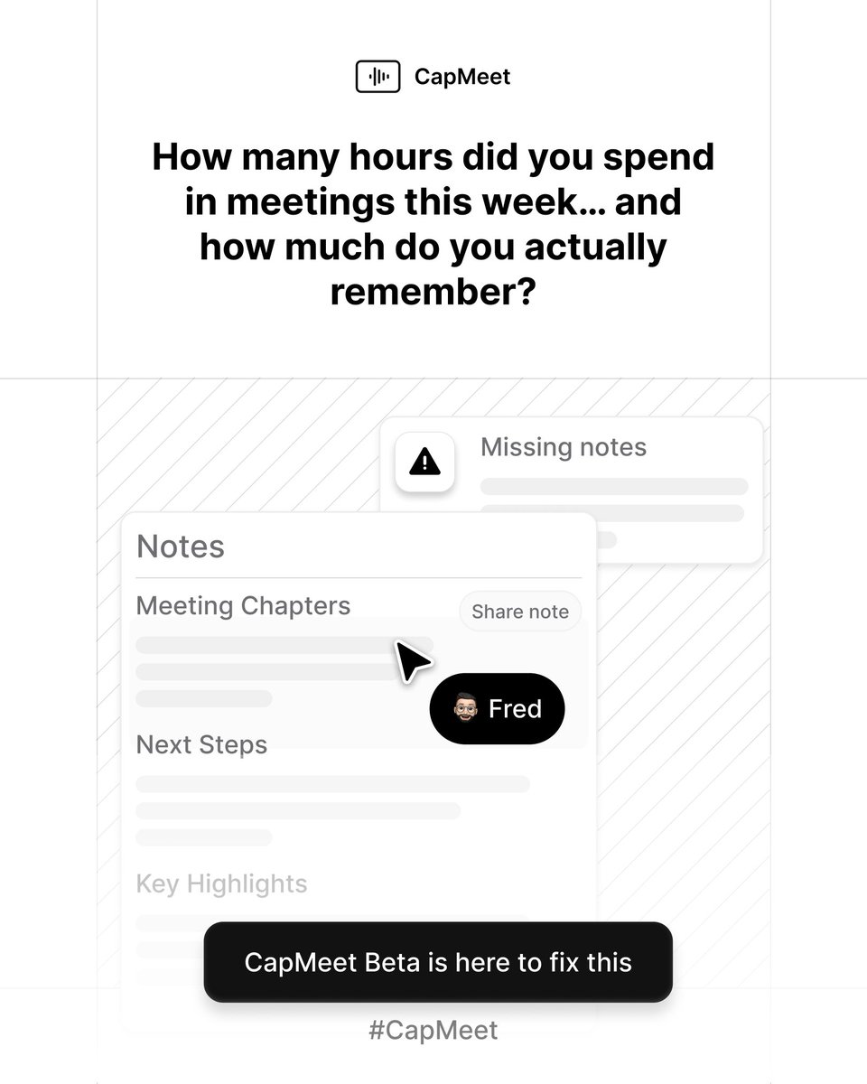 Spent 10 hours in meetings.
Remembered… maybe 10 minutes?

CapMeet’s got you.

#CapMeet #Productivity #MeetingLife