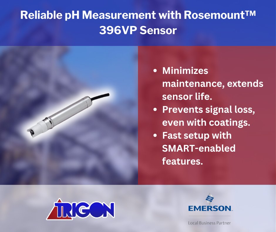 TMIC1983's tweet image. Ensure precise pH readings with the Rosemount™ 396VP Sensor, designed for harsh environments. With SMART calibration and low maintenance, it keeps operations smooth.
Learn more:
tinyurl.com/mwyb85h3
#pHSensor #ProcessControl #WeValueYourNeeds