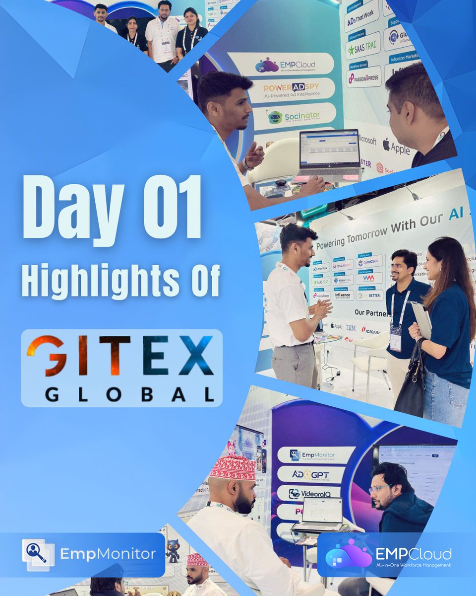 EmpMonitor's tweet photo. What an electrifying start to #GITEX2025!
Day 1 at the @EmpMonitor & @EmpCloud booth was packed with energy, insights, and curiosity.
Missed it? Don’t worry!
Join us at Hall 13 | Stand B40.2
#EmpMonitor #EmpCloud #GITEX #Innovation #TechDubai #GITEXGLOBAL2025 #GITEXGLOBAL https://t.co/POPK3UUVC2