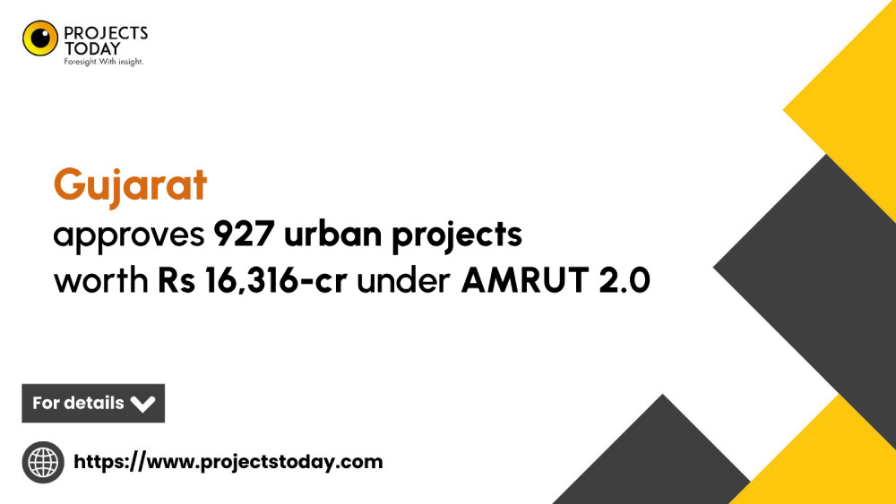 projects_today's tweet image. Gujarat approves 927 urban projects worth Rs 16,316-cr under AMRUT 2.0

To read more: shorturl.at/w0bCh

#GujaratDevelopment #UrbanTransformation #AMRUT2 #InfrastructureInvestment #SustainableUrbanization #EconomicGrowth #PublicInfrastructure #GovernmentInitiatives