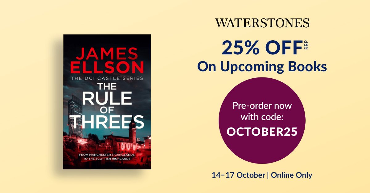 The Rule of Threes will be published by Vinci Books in June next year. However, starting today, and running until Friday only, <a href="/Waterstones/">Waterstones</a> have chosen it for a Pre-Order Promotion.

This is the link:
waterstones.com/book/the-rule-…

Use code OCTOBER25 to get 25% off the RRP

#WPreorder