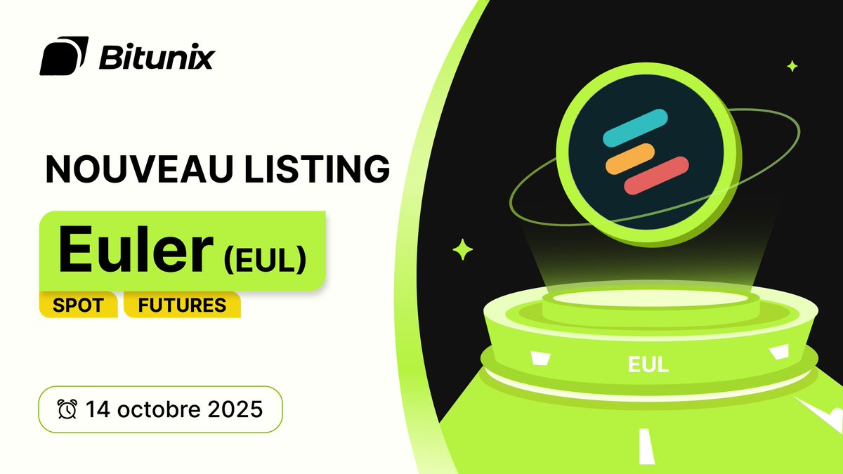 BitunixFR's tweet image. 📣 Le trading de $EUL @eulerfinance est maintenant disponible sur Bitunix !
🚀 Trading Spot :
short.bitunixads.com/eB0qIyTT
🔥 Trading Futures :
short.bitunixads.com/8CDtgOyh
ℹ️ Plus de détails :
short.bitunixads.com/uYJQQtyV
