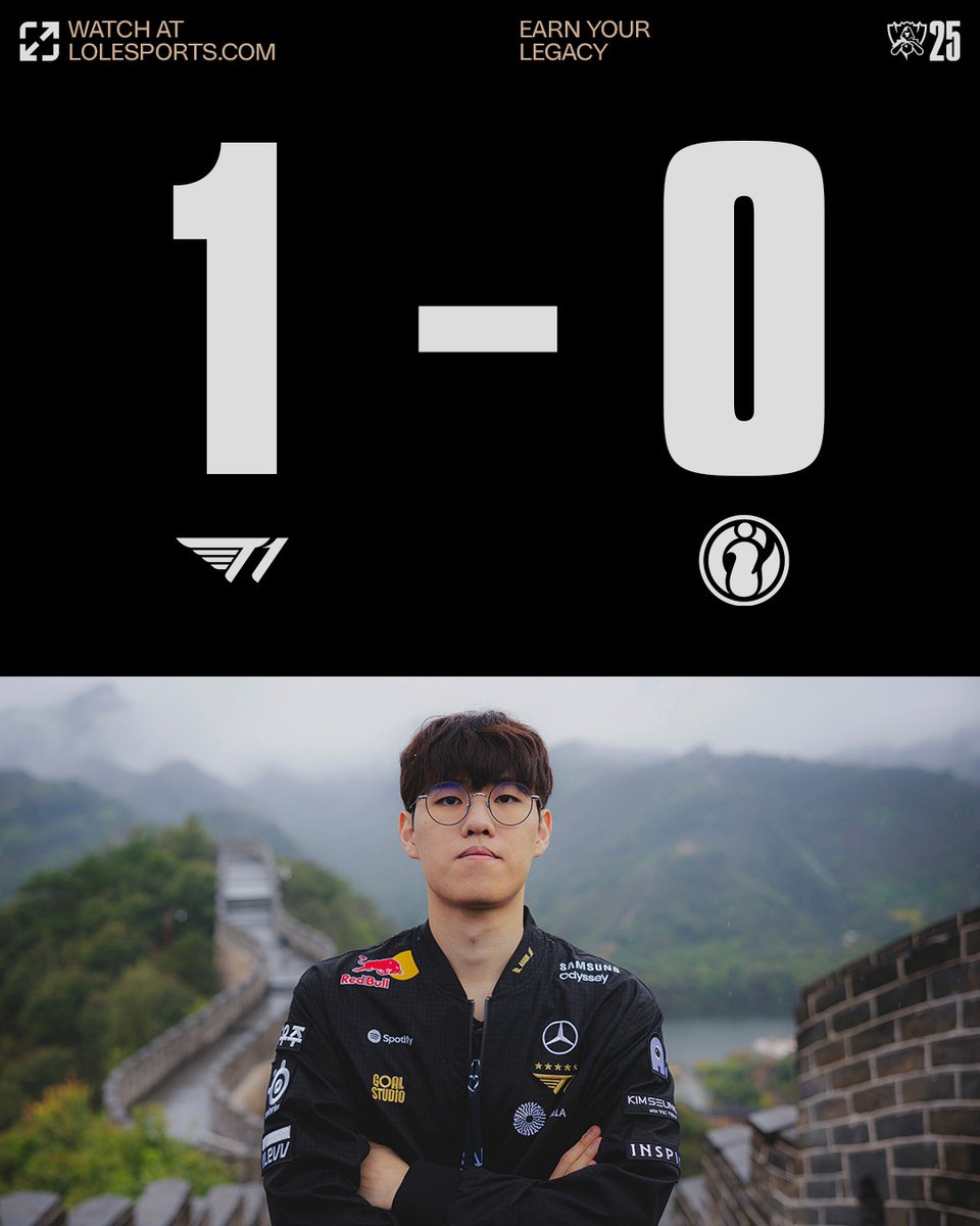 1⃣-0⃣

<a href="/T1LoL/">T1 LoL</a> strike first at #Worlds2025!