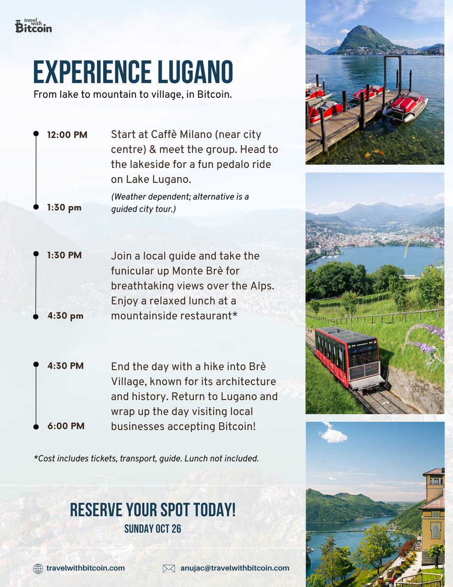 Who's coming to PlanB Forum later this month? Let's explore Lugano together!!! 

DM us for more info✨

#travelwithbitcoin