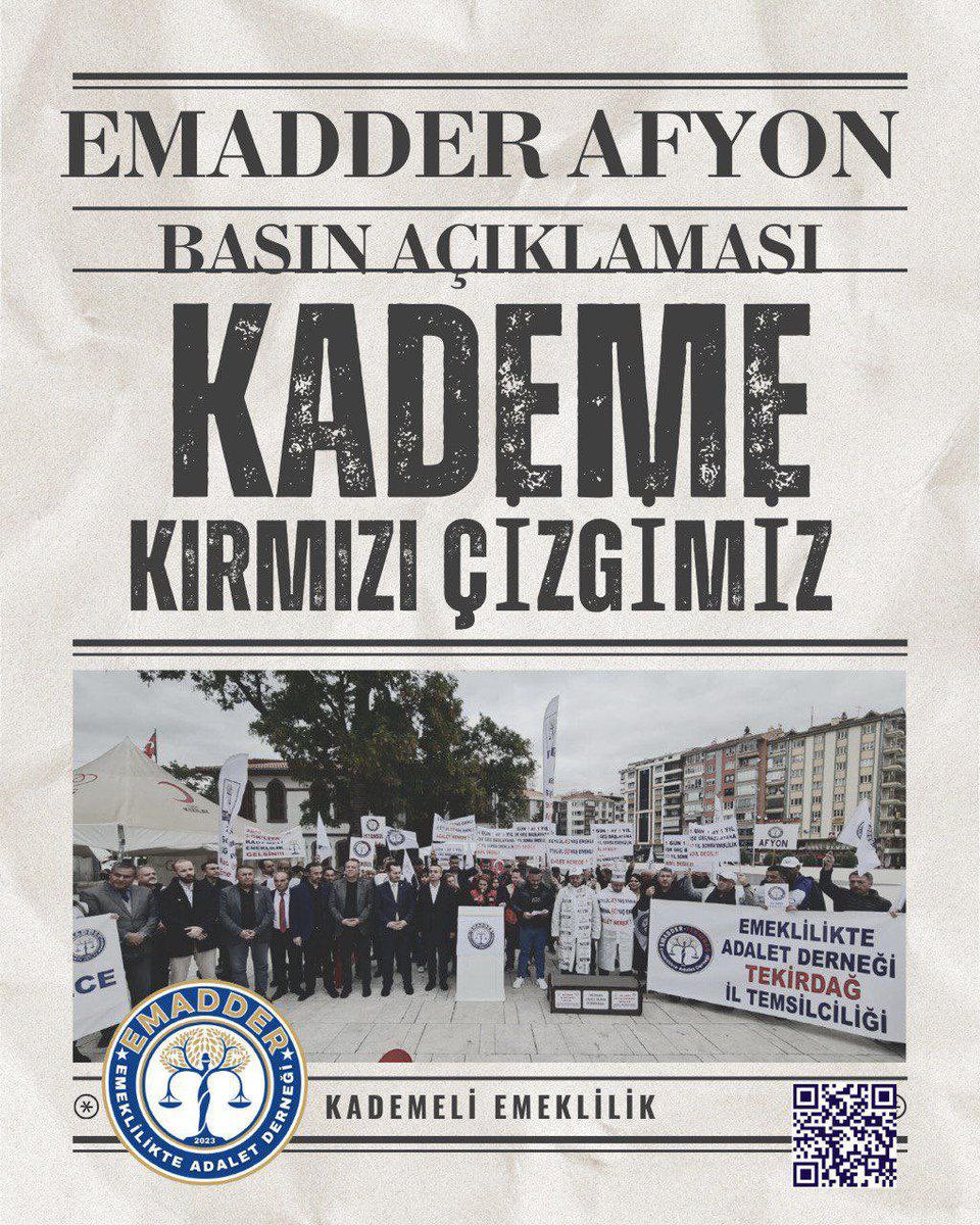 💬 Biz “erken emeklilik” istemiyoruz❗️

💪 Yıllarca alın teri dökmüş, vergisini, primini ödemiş emekçileriz❗️

📜 Anayasa diyor ki: “Eşitlik esastır‼️”

❌ Ama biz bir gün farkla yıllarca cezalandırılıyoruz❗️

🔴 Kademeli emeklilik adalettir, geri dönüşü olmayan kırmızı