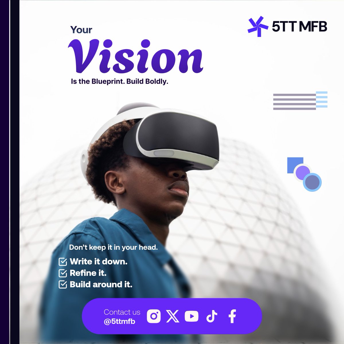 5ttmfb's tweet photo. Every successful business starts with a clear vision, not just dreams, but direction.
Your vision is the compass that guides daily decisions, fuels resilience, and attracts the right opportunities. #VisionDriven #BusinessOwners #BuildBoldly #5TTMFB #OctoberWins https://t.co/oPtrDDQ6ox