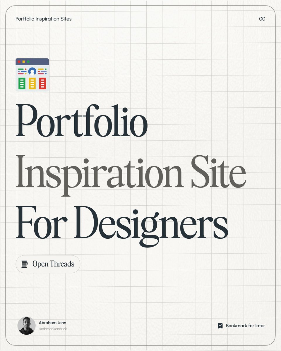 Abmankendrick's tweet image. Here are some portfolio sites every designer should know when looking for good portfolio inspirations.
Bookmark it for later 💜
🧵Open thread 👇