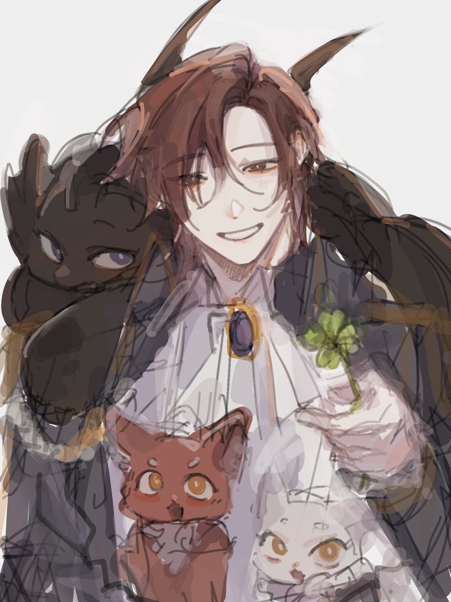 행운의 네잎클로버 주는 케일님....을 그리려고 했었어요