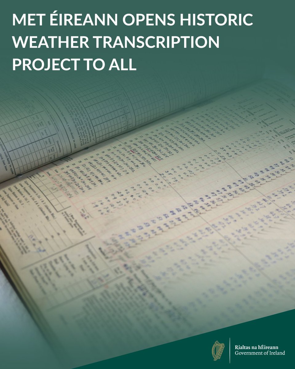 GovIE's tweet image. 📢 Sign up to the Irish Weather Rescue Project to help transcribe 3.5M Irish rainfall observations and become a citizen scientist today!   
 
Learn more: met.ie/met-eireann-op… 

#climate #datarescue #climateactionweek #rainfall #climatedata #citizenscience