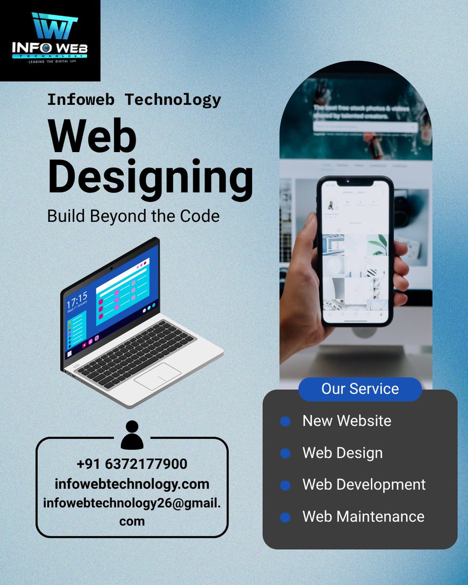 infowebtech26's tweet image. 🎨 Build Beyond the Code with INFOWEB TECHNOLOGY!
Create stunning, responsive, and user-friendly websites that elevate your brand. 🌐
📞 +91 6372177900
📧 infowebtechnology26@gmail.com
🌐 infowebtechnology.com
#WebDesign #InfowebTechnology #WebsiteDevelopment #WebDesignAgency