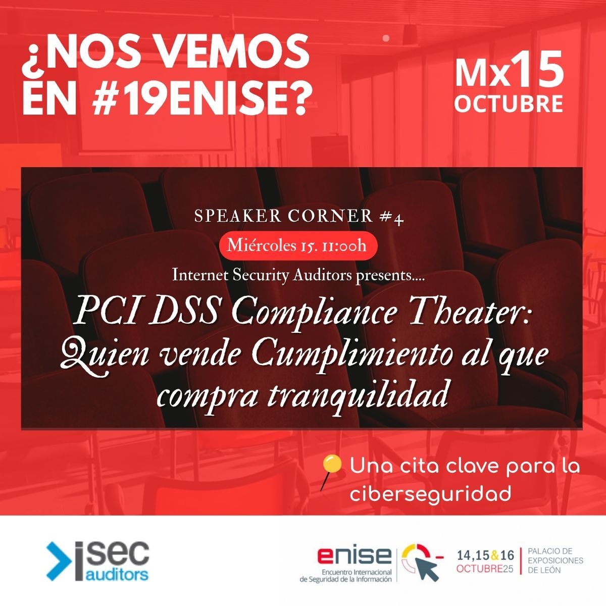 ISecAuditors's tweet image. 🎭 Este miércoles 15, a las 11:00, en el Speaker Corner 4 del #19ENISE… ¡Prepárate para la presentación más divertida del congreso! En tres actos, con humor e ironía, te contamos la historia del cumplimiento de #PCIDSS ¡como nunca la has visto! Nos vemos en el show 👀✨