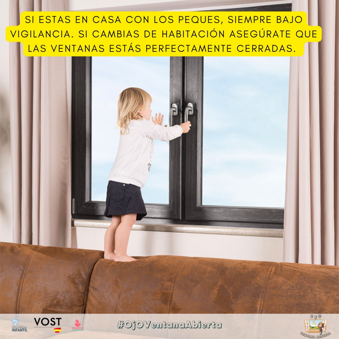 #OjOVentanaAbierta✌️#SeguridadInfantil

👀Si estas en casa con los peques, siempre bajo vigilancia. Si cambias de habitación asegúrate que las ventanas estás perfectamente cerradas.
