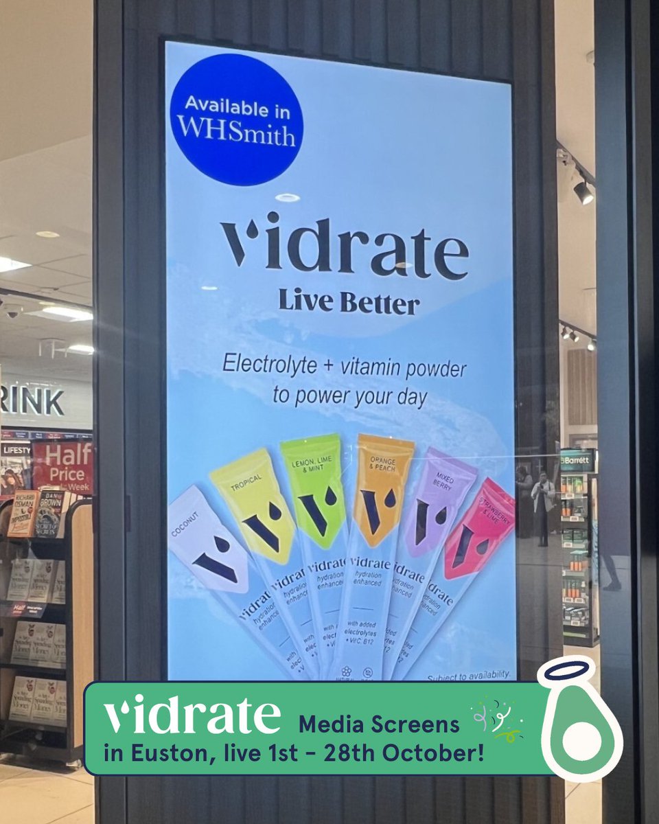 GoodFoodGroup_'s tweet image. We’re thrilled to announce digital screens for Vidrate have gone live across Euston, London, running from 1st – 28th of October.

#Vidrate #BrandAwareness #LondonCampaign #Hydration