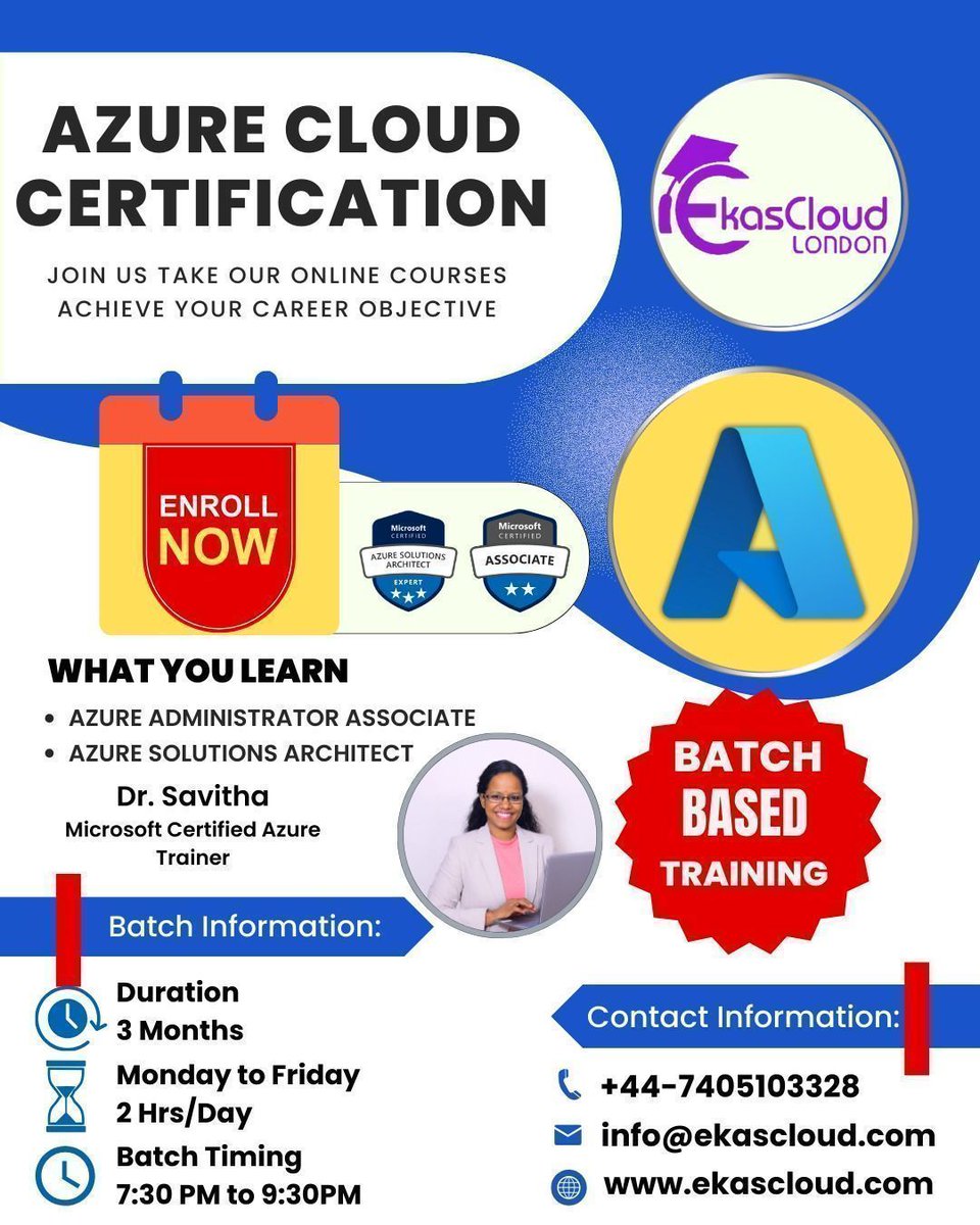 ekascloud's tweet image. Want a 6-figure salary? 
Get certified in cloud computing with our online courses
Boost your skills, boost your paycheck! ekascloud.com 
#AzureCloud
#LearnAzure
#CloudComputing
#AzureCertification
#AzureFundamentals
#AzureLearning
#OneToOneTraining
#AzureOnlineCourse