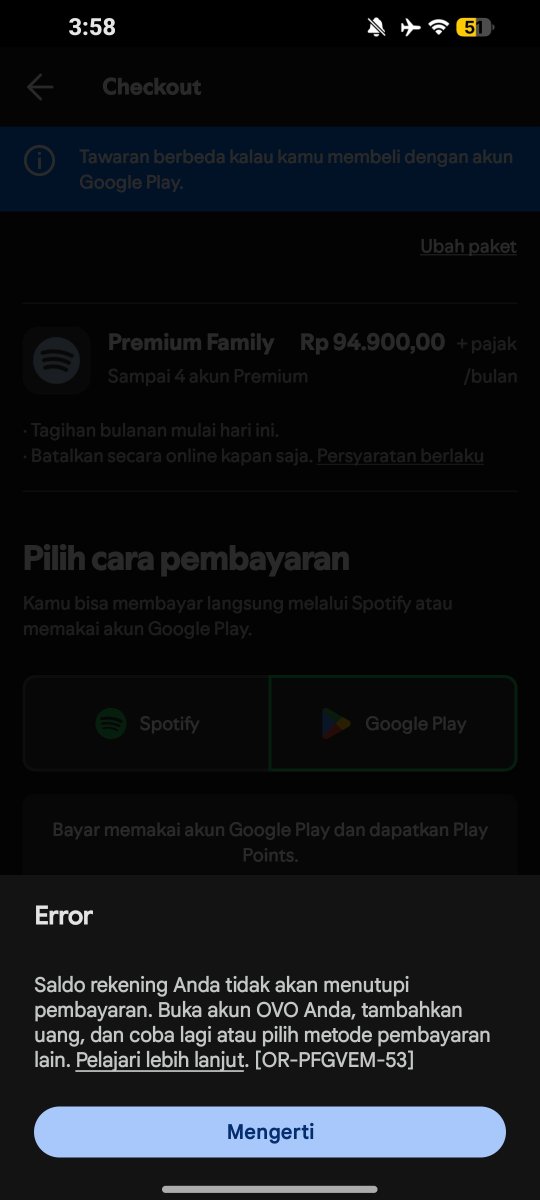 mochaaci's tweet photo. guys, ada yg pernah payment spo famplan pakai google play ga? saldo ku ada 102k, tapi kok disini bilang nya saldo ku ga mencukupi yaa??? 😭😭😭😭
Sori pakai ht #zonauang https://t.co/aQqKFq9Z9y